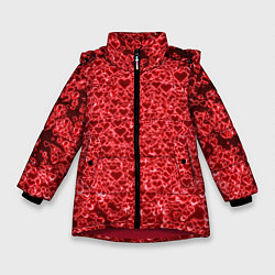 Куртка зимняя для девочки Светящиеся объемные сердечки, цвет: 3D-красный