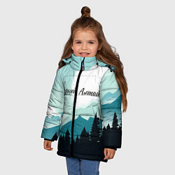 Куртка зимняя для девочки Горный Алтай пейзаж, цвет: 3D-светло-серый — фото 2