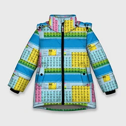 Куртка зимняя для девочки Узор из таблицы Менделеева, цвет: 3D-светло-серый