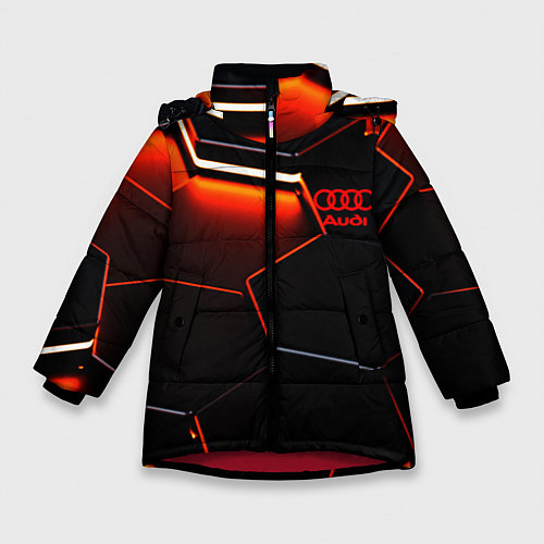 Зимняя куртка для девочки Audi неоновый соты / 3D-Красный – фото 1