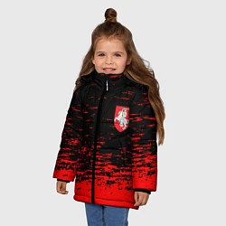 Куртка зимняя для девочки Герб Белоруссии краски красные, цвет: 3D-черный — фото 2