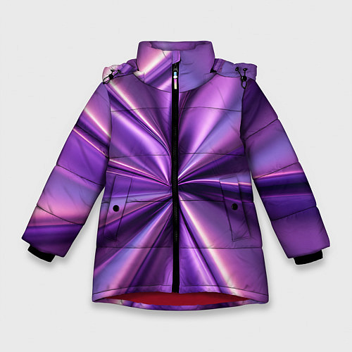 Зимняя куртка для девочки Металлический фиолетовый атлас ткань / 3D-Красный – фото 1