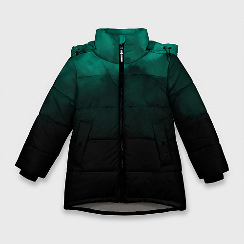 Зимняя куртка для девочки Зелёный туман на чёрном / 3D-Светло-серый – фото 1