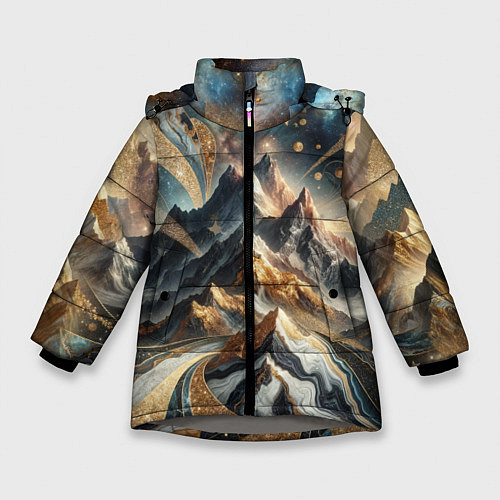 Зимняя куртка для девочки Золотые горы / 3D-Светло-серый – фото 1