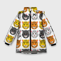 Зимняя куртка для девочки Дикие цветные кошки