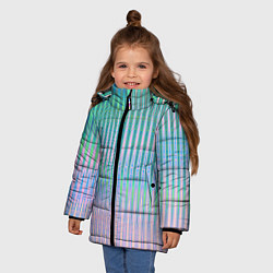 Куртка зимняя для девочки Голографический эффект светлых тонов полос, цвет: 3D-черный — фото 2