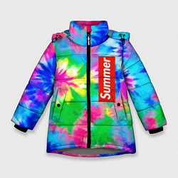 Куртка зимняя для девочки Color abstraction - summer, цвет: 3D-светло-серый