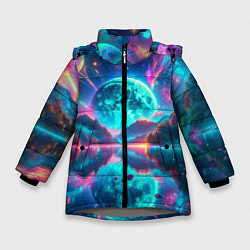 Куртка зимняя для девочки Неоновая луна, цвет: 3D-светло-серый