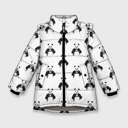 Куртка зимняя для девочки Panda love - pattern, цвет: 3D-светло-серый