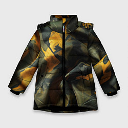Куртка зимняя для девочки Релистичный камуфляж, цвет: 3D-черный