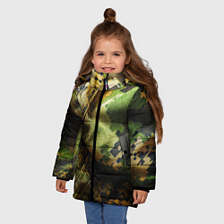 Куртка зимняя для девочки Реалистичный камуфляж на ткани, цвет: 3D-черный — фото 2