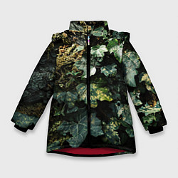 Куртка зимняя для девочки Реалистичный охотничий камуфляж, цвет: 3D-красный
