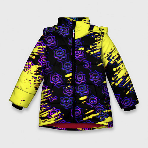Зимняя куртка для девочки Brawl stars neon mobile / 3D-Красный – фото 1