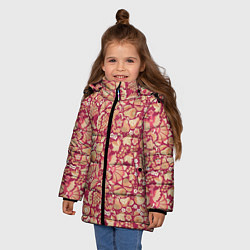 Куртка зимняя для девочки Русский сад с птицами и плодами: паттерн, цвет: 3D-черный — фото 2