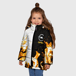 Куртка зимняя для девочки Opel огонь текстура, цвет: 3D-светло-серый — фото 2