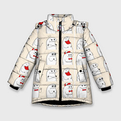 Куртка зимняя для девочки Смешные мемы паттерн, цвет: 3D-черный
