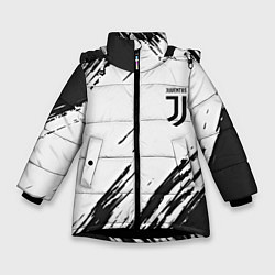 Куртка зимняя для девочки Ювентус текстура спорт клуб, цвет: 3D-черный