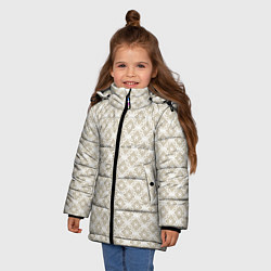 Куртка зимняя для девочки Паттерн узоры светлый бежевый, цвет: 3D-светло-серый — фото 2