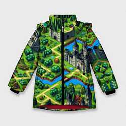 Куртка зимняя для девочки Heroes of Might and Magic - pixel map, цвет: 3D-красный
