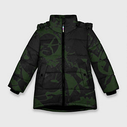 Куртка зимняя для девочки Дизайнерский камуфляж, цвет: 3D-черный