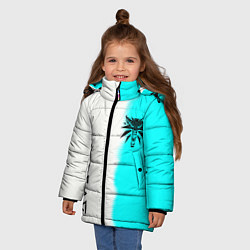 Куртка зимняя для девочки Ведьмак лого краска текстура, цвет: 3D-черный — фото 2