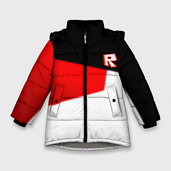 Куртка зимняя для девочки Roblox текстура мобайл геометрия, цвет: 3D-светло-серый