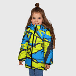 Куртка зимняя для девочки Жёлто-голубая графика, цвет: 3D-черный — фото 2