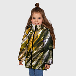 Куртка зимняя для девочки Драгоценные кристаллы жёлтые, цвет: 3D-светло-серый — фото 2
