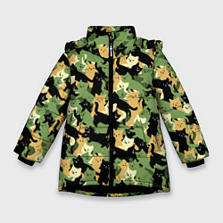 Куртка зимняя для девочки Котофляж, цвет: 3D-черный