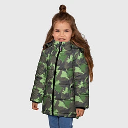 Куртка зимняя для девочки Самолёты - камуфляж, цвет: 3D-красный — фото 2