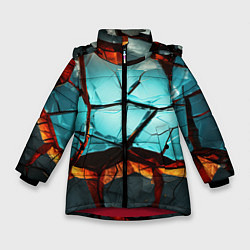Куртка зимняя для девочки Абстрактные камни разломленные, цвет: 3D-красный