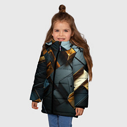 Куртка зимняя для девочки Черные и золотые слитки, цвет: 3D-светло-серый — фото 2