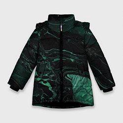 Куртка зимняя для девочки Черно-зеленый мрамор, цвет: 3D-черный