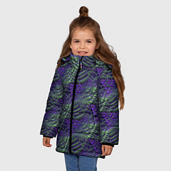 Куртка зимняя для девочки Фиолетово-зеленые ромбики, цвет: 3D-черный — фото 2