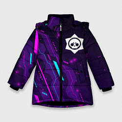 Куртка зимняя для девочки Brawl Stars neon gaming, цвет: 3D-черный