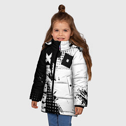 Куртка зимняя для девочки Роблокс - черно-белая абстракция, цвет: 3D-красный — фото 2