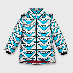 Куртка зимняя для девочки Бело-синий узор, цвет: 3D-красный