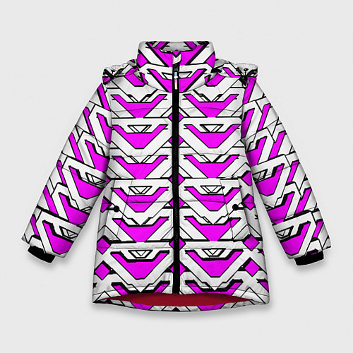 Зимняя куртка для девочки Бело-розовый узор / 3D-Красный – фото 1