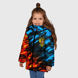Куртка зимняя для девочки Герб России огненный стиль, цвет: 3D-красный — фото 2