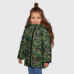 Куртка зимняя для девочки Камуфляж Woodland классический, цвет: 3D-черный — фото 2