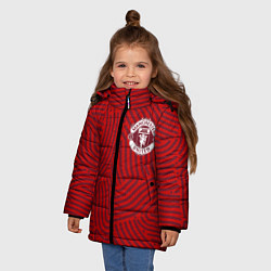 Куртка зимняя для девочки Manchester United отпечатки, цвет: 3D-красный — фото 2