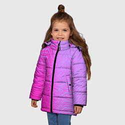 Куртка зимняя для девочки Розовые градиентные линии, цвет: 3D-красный — фото 2