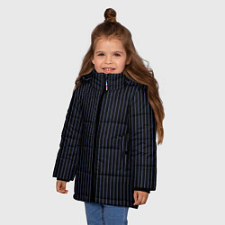 Куртка зимняя для девочки Тёмный синий в полоску, цвет: 3D-черный — фото 2