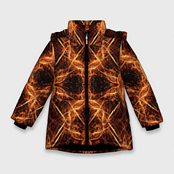 Куртка зимняя для девочки Светящийся абстрактный пришелец, цвет: 3D-черный