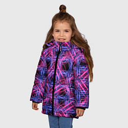 Куртка зимняя для девочки Розово-фиолетовые светящиеся переплетения, цвет: 3D-черный — фото 2