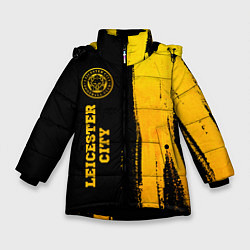 Куртка зимняя для девочки Leicester City - gold gradient по-вертикали, цвет: 3D-черный