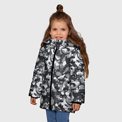 Куртка зимняя для девочки Серый пиксельный камуфляж, цвет: 3D-светло-серый — фото 2