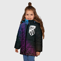 Куртка зимняя для девочки Atletico Madrid футбольная сетка, цвет: 3D-черный — фото 2