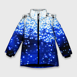 Куртка зимняя для девочки Поврежденный цифровой скин - осыпающиеся пиксели, цвет: 3D-черный