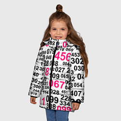 Куртка зимняя для девочки Игра в кальмара паттерн чисел, цвет: 3D-светло-серый — фото 2